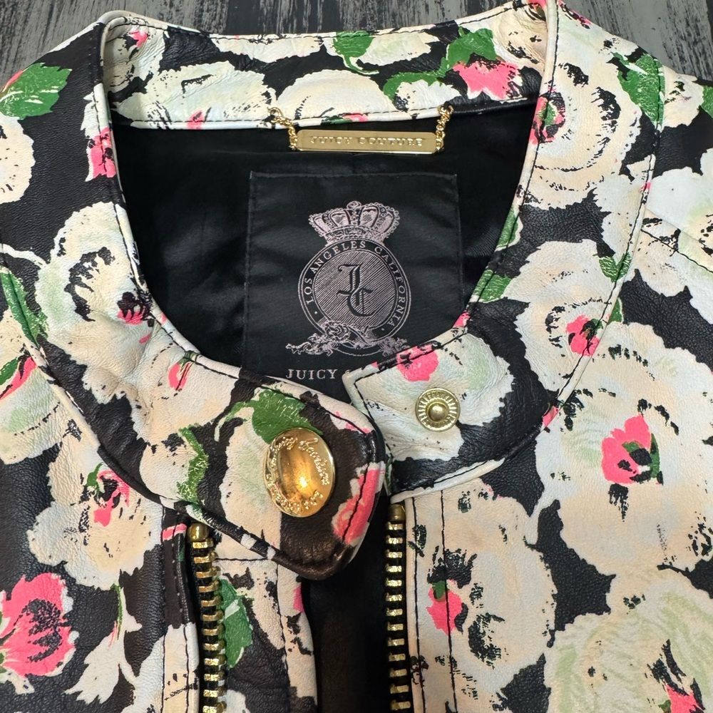 Vintage Y2K Juicy Couture “Covent Garden” Edgy Floral Leather Jacket - Picture 7 of 16